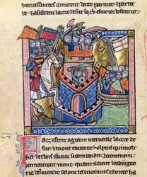Tyre Being Blockaded by the Venetian Fleet and Besieged by Crusader Knighthood, from the Estoire d